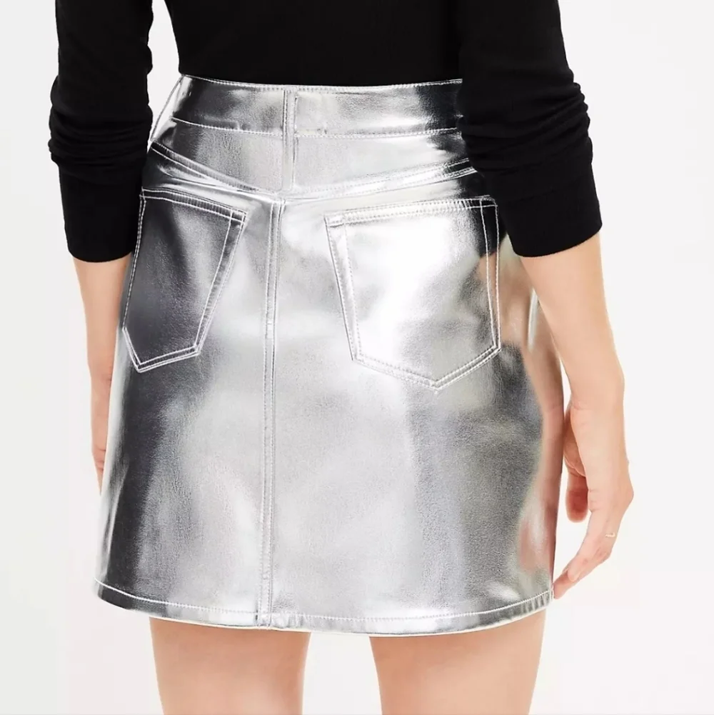 And Now This Metallic Faux Leather Mini Skirt NWT!